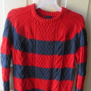 GAP red and navy striped boy's long-sleeved crewneck sweater size 14-16